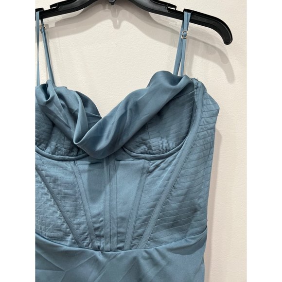 NWT HOUSE OF CB LONDON Size M Myrna Blue Charmaine Corset Dress MSRP $285 - Picture 14 of 15